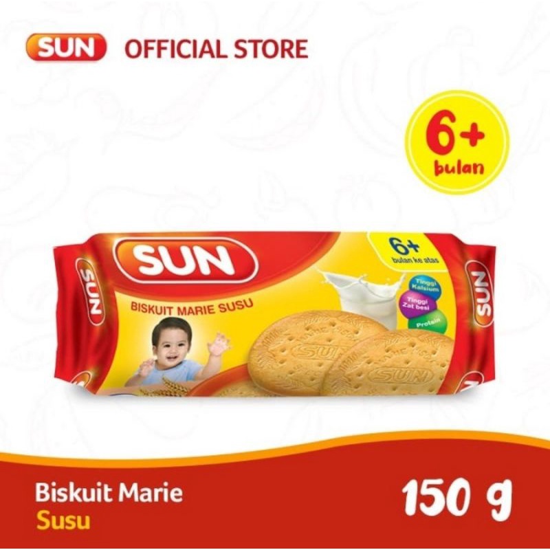Sun Biskuit Marie Susu 80 gr &amp; 150 gr/Biskuit Bayi Anak Sun