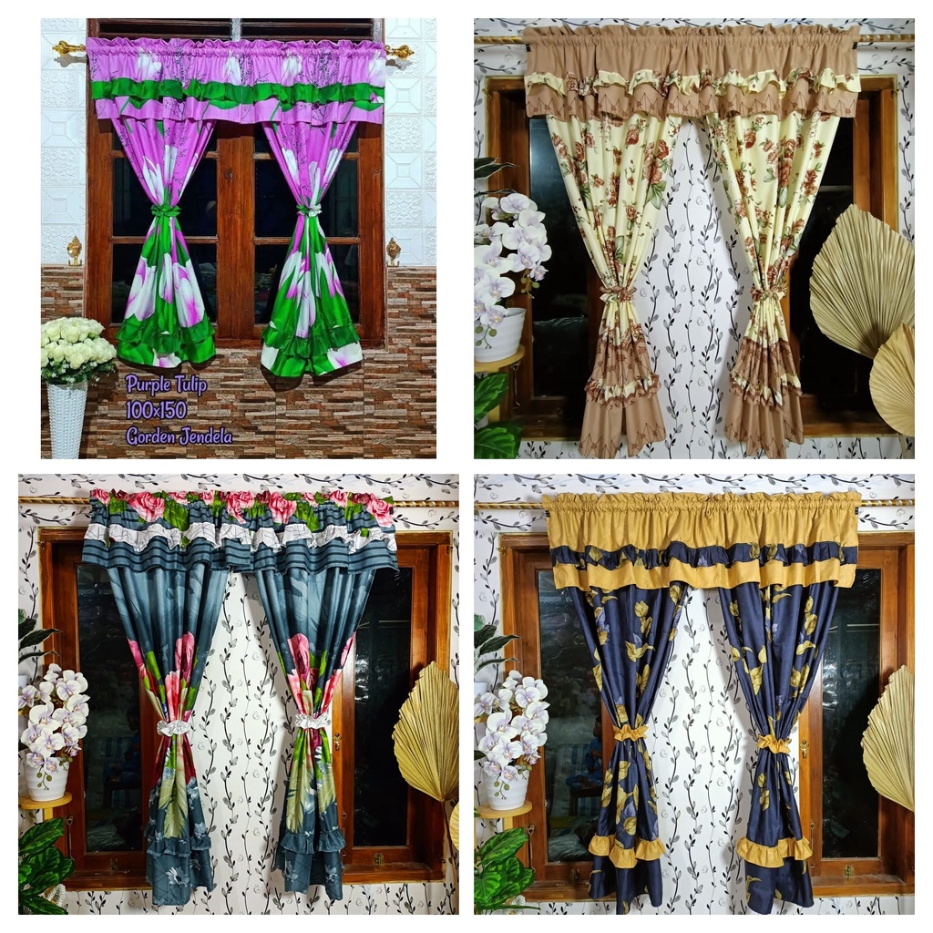 Gorden untuk Jendela kecil / Tirai Jendela Minimalis, Model Rumbai Size 100x150cm - POLKADOT