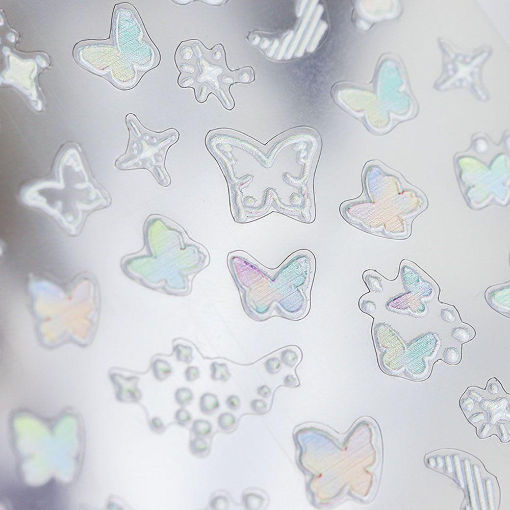 Needway   Butterfly Nail Art Stiker INS Style Korea Bulan Bintang Gradien Kupu-Kupu Aplikasi Manikur Aksesoris