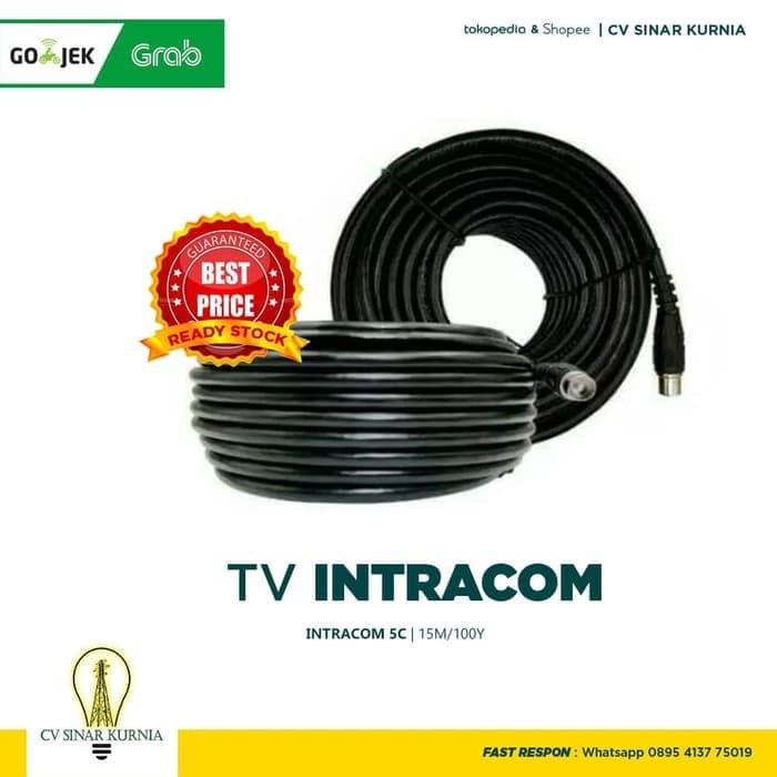 KABEL ANTENA INTRACOM + JACK TV PATEN 5C RG6 HITAM 15 METER