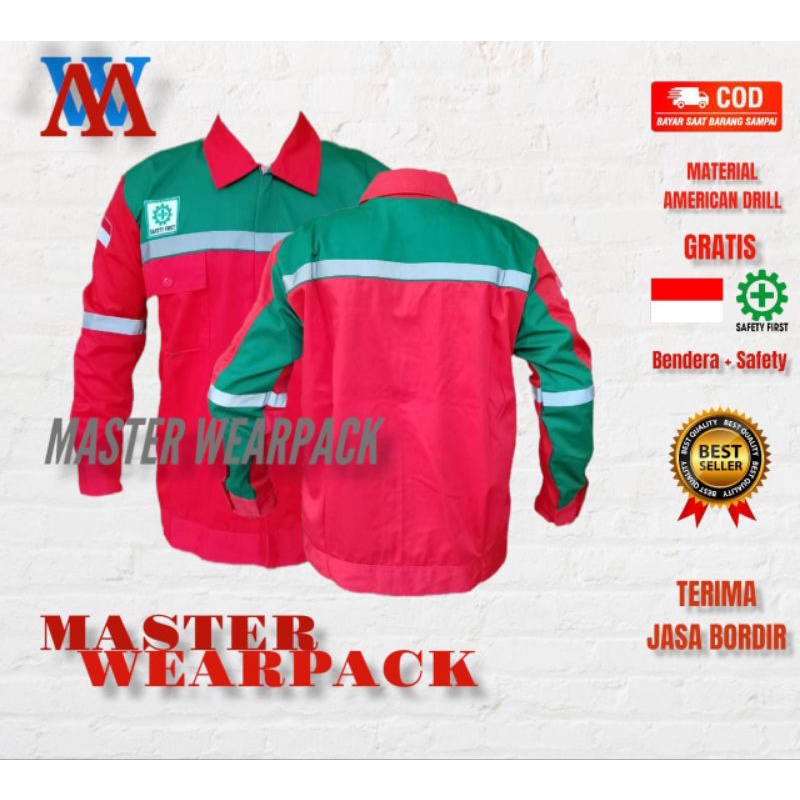 Wearpack Atasan/Kemeja Safety/Baju Safety warna MERAH HIJAU