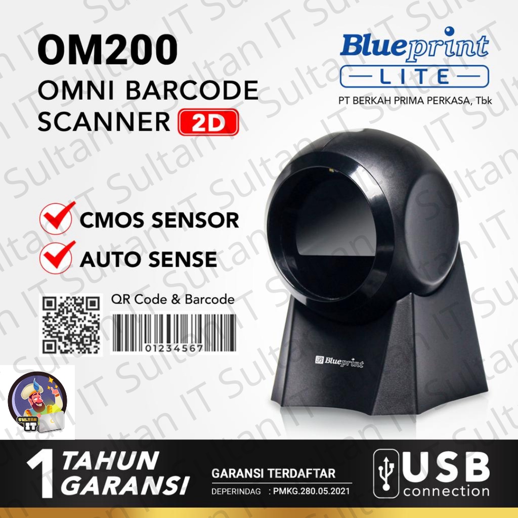 Blueprint Omni Barcode Scanner OM200 2D Auto Scan, QR code & Barcode