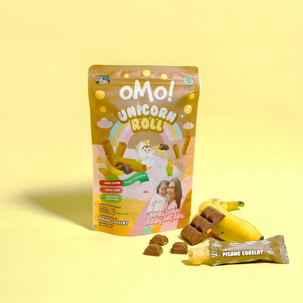 Omo! Unicorn Roll Choco Banana Snack Makanan Ringan Camilan Bayi 18g