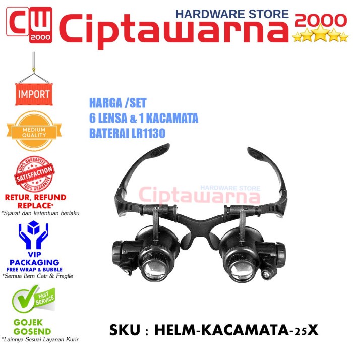 

Kacamata Pembesar 25x Magnifier dengan 2 LED - 9892GJ