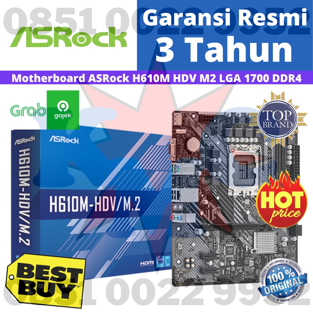 MOTHERBOARD ASROCK H610M HDV M2 LGA 1700 DDR4 USB 3.2 M2