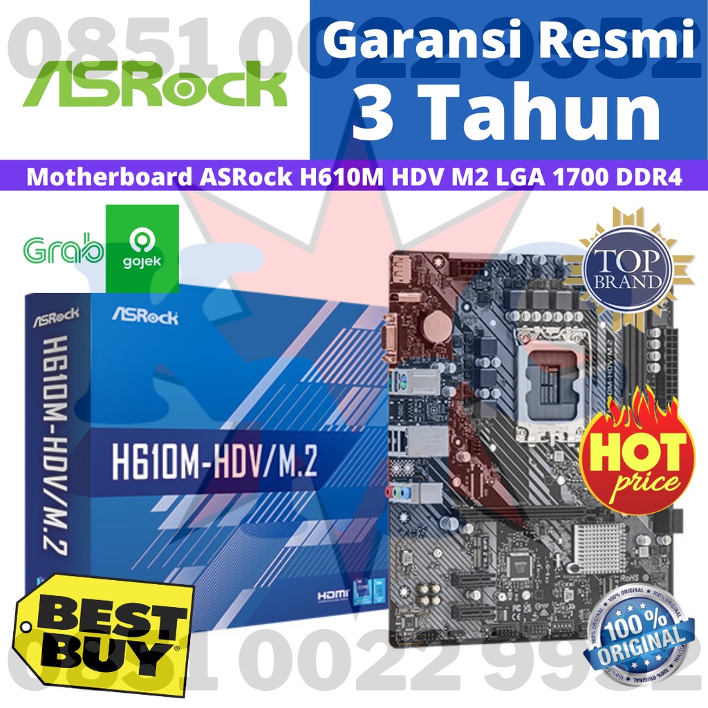 MOTHERBOARD ASROCK H610M HDV M2 LGA 1700 DDR4 USB 3.2 M2