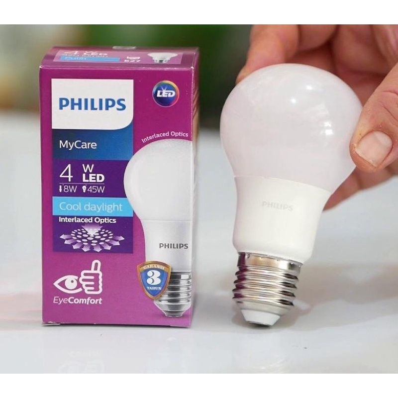 Lampu Bohlam LED Philips 4 Watt BESAR Putih/Cool Daylight