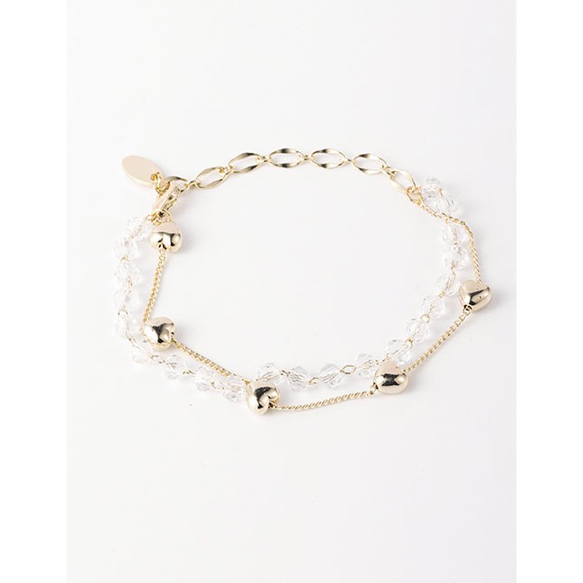 LRC Gelang Tangan Fashion Golden Crystal Love Double Chain Chain K16069