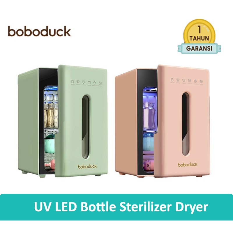 Boboduck UV LED Bottle Sterilizer Dryer Disinfectant Cabinet Box 10 L - Pink / Green