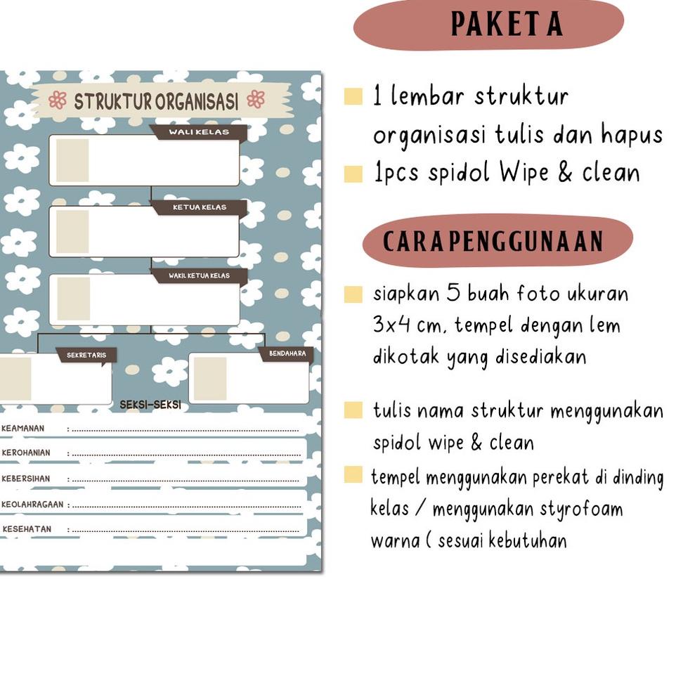 

(D-UET) (✓) Struktur Organisasi Kelas Sekolah Cetak Foto Poster Flower A3+ (✯✯✯✯✯)