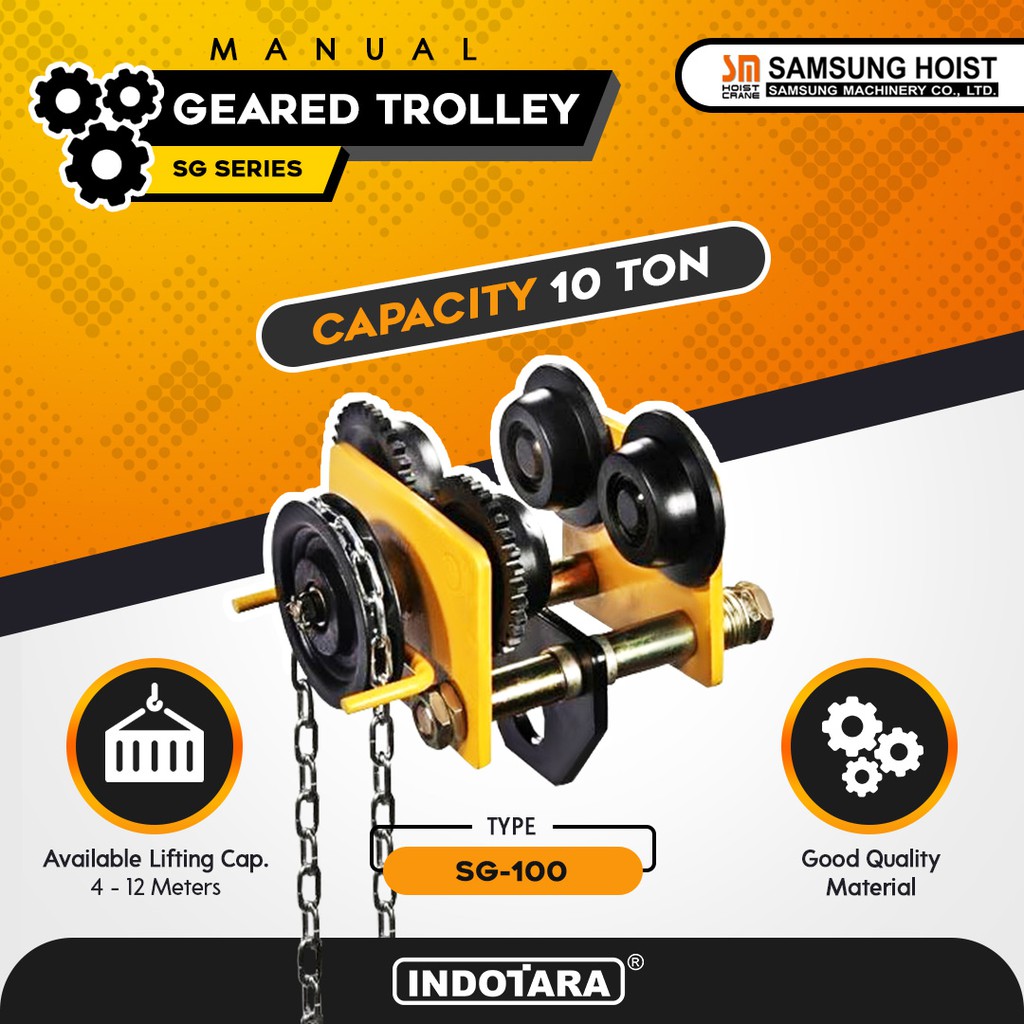 Manual Geared Trolley Troli Katrol Manual 10 Ton Samsung SG-100