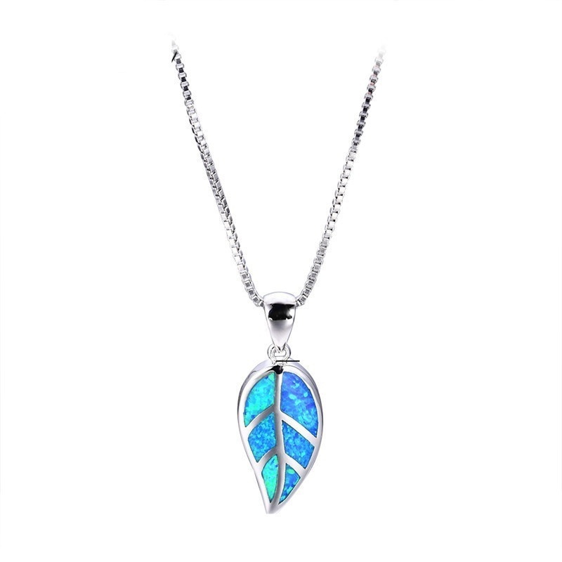 Fashion Simple Design A Blue Blue Opal   Pendant Necklace Chain Gifts