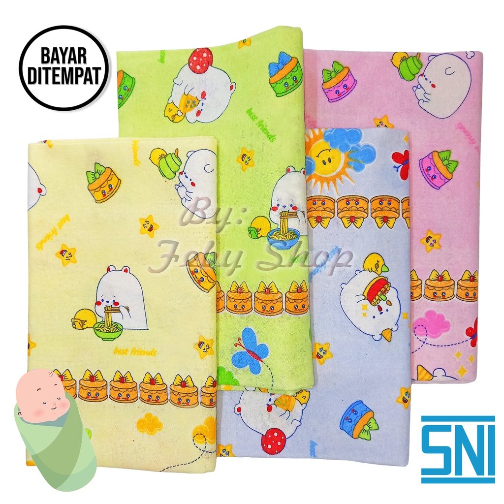 Bedong Bayi Isi 6 Pcs Ukuran 110 x 90 cm Bahan Halus &amp; Lembut Motif Lucu