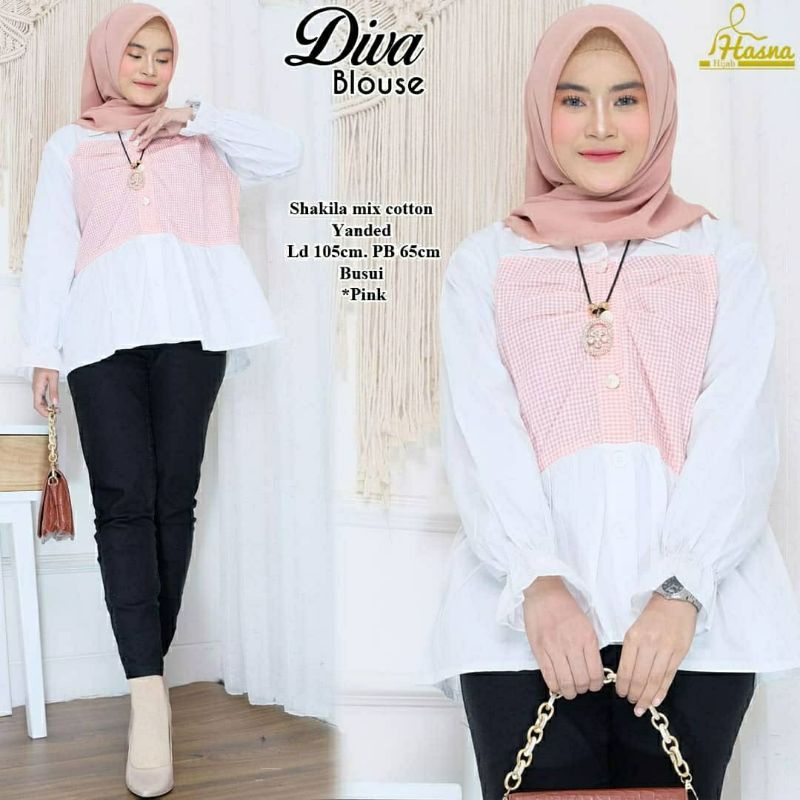 Diva Blouse, BLOUSE/KEMAJA WANITA CANTIK FIT XL BAHAN SHAKILA MIX KATUN YANDED LD 104 TERMURAH