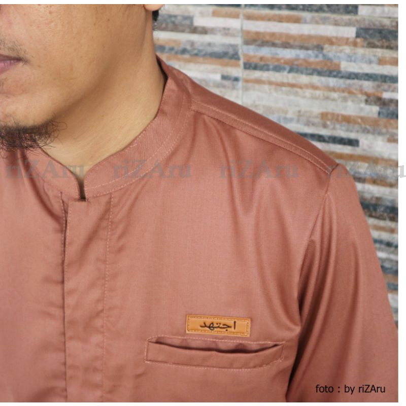 Kurta Koko polos Lengan Pendek bahan Toyobo Fodu by riZAru