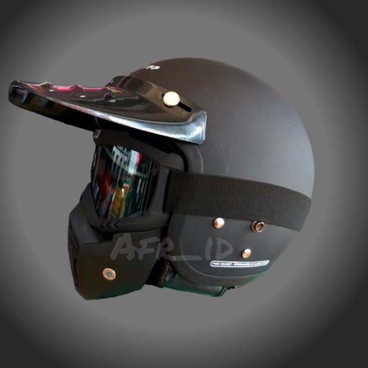 (SIAP KIRIM..) Helm Goggle Mask Topeng Klx Crf Motocross Helem Trail Retro Bogo + Kacamata Gogle goo