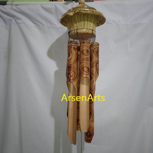 Bel Bambu Bali Ukuran Besar Panjang 60 Cm Chime Bel Angin Bambu Model Sarang Burung Ada 6 Bambu Gantung