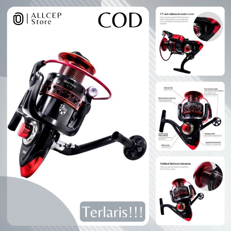 Gold Sharking LK/JK2000, 3000, 4000, 5000, 6000, 7000 Reel Pancing Spinning 5.2:1 Ball Bearing 13/12