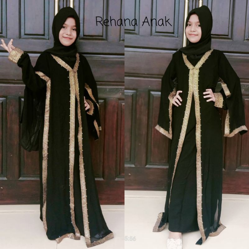 Gallery Exclusive Abaya Hitam Gamis Bordir Turkey Dubai Rehana