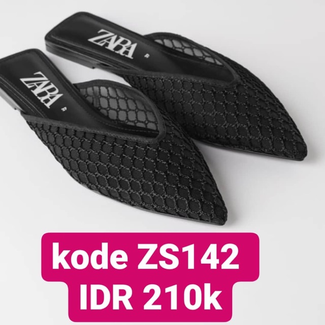 SEPATU SHOES  WANITA ZARA  ZS142 FLAT MESH MULES ORI 