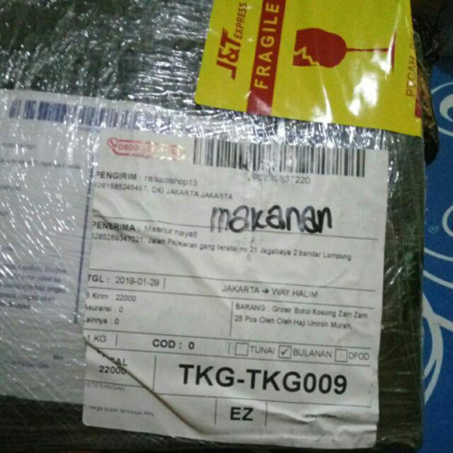 Grosir Botol Kosong Zam Zam 25 Pcs Oleh Oleh Haji Umroh Murah