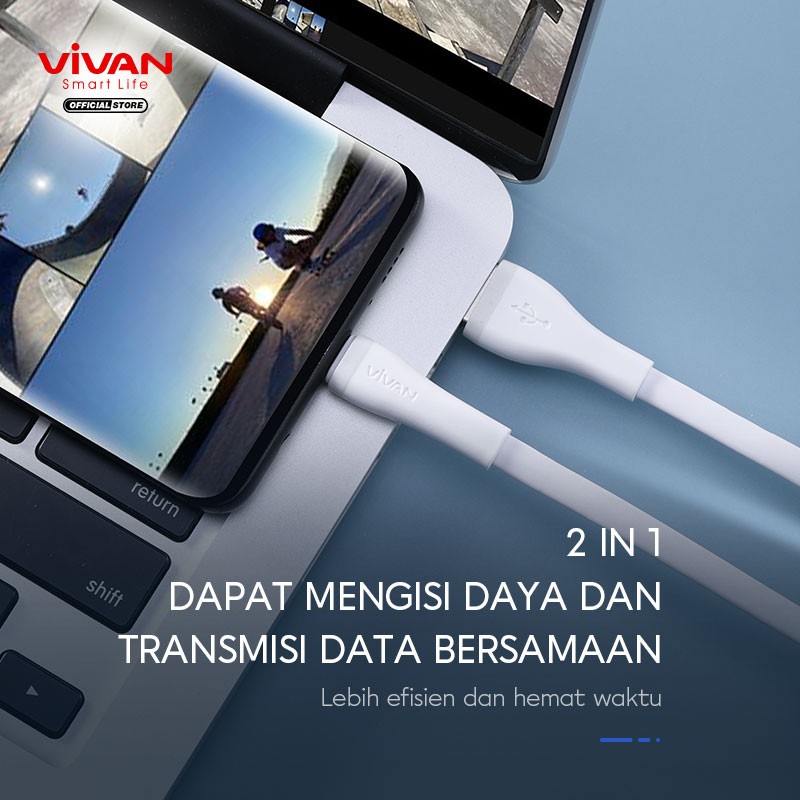 Kabel Data Vivan SM30S / SC30S - Fast Charging 2.4A White