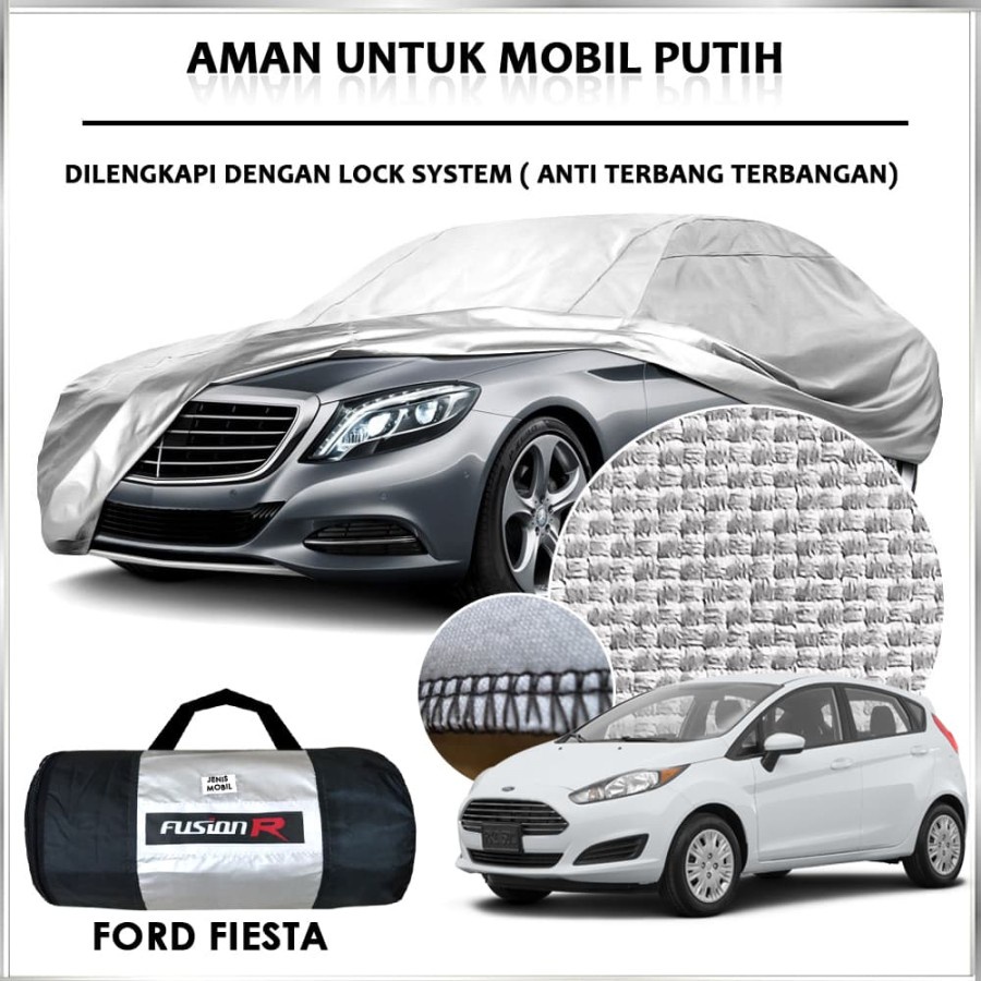 Cover Mobil / Sarung FORD FIESTA Merk FUSION R / Cover Mobil Putih