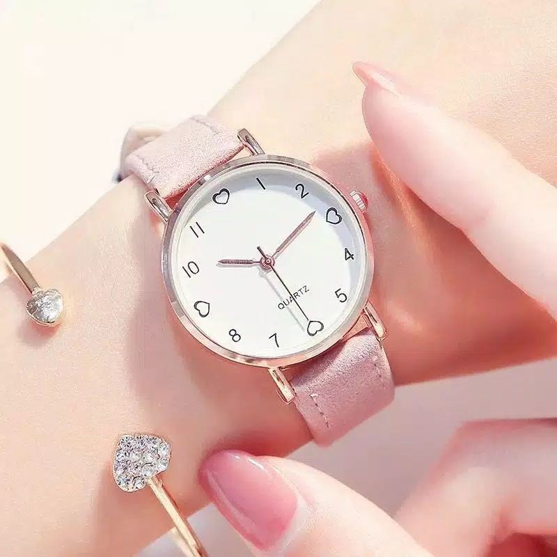 TERLARIS!!! Jam Tangan Wanita Casual Quartz Strap PU Leather Jam Analog Wanita Gaya Retro Jam Tangan Wanita Kecil Minimalis