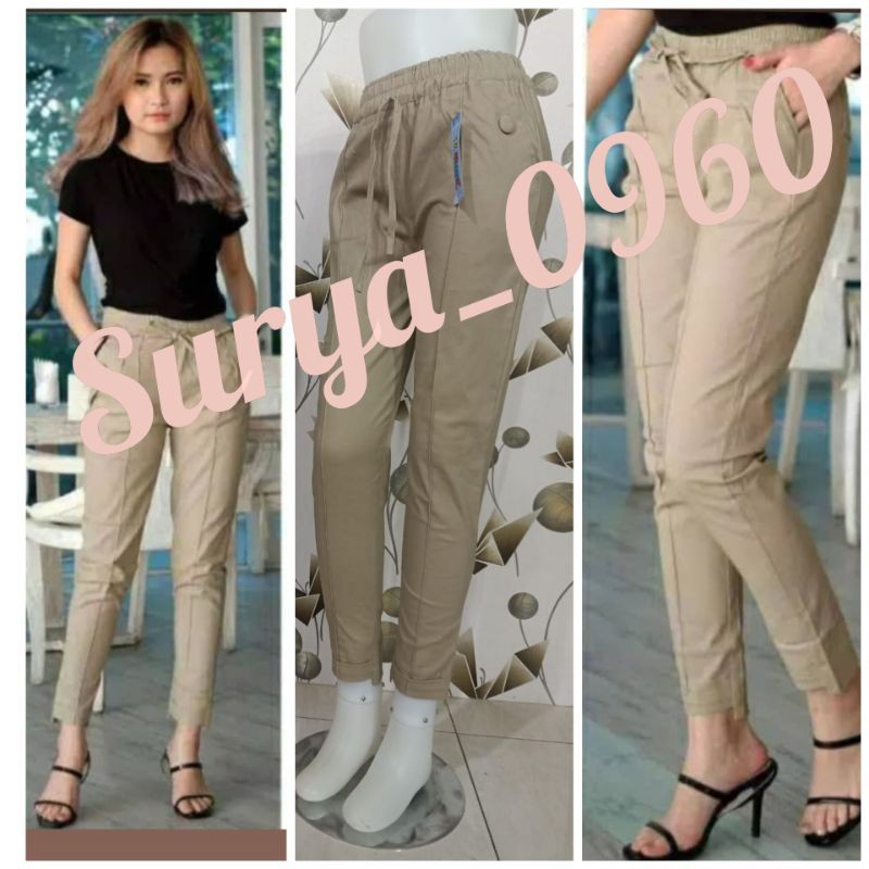 BAGGY PANTS TWILL COMBED (HALUS dan TEBAL) Pinggang Full Karet Elastis