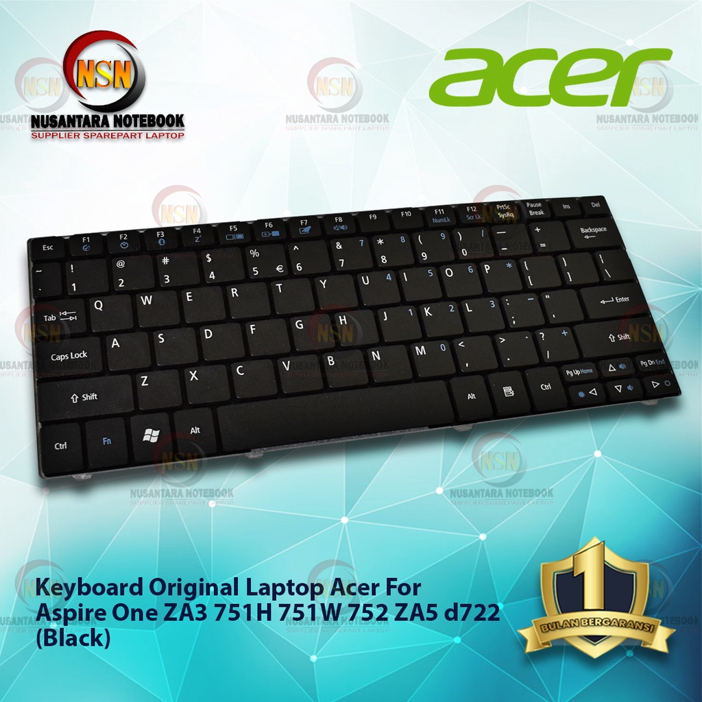 Keyboard Acer Aspire One ZA3 751H 751W 752 ZA5 d722 Black Hitam