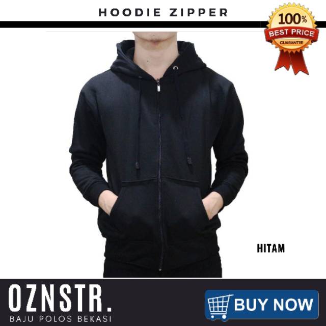 Jaket Sweater Polos Pria Wanita Hoodie ZIPPER HITAM Distro Murah