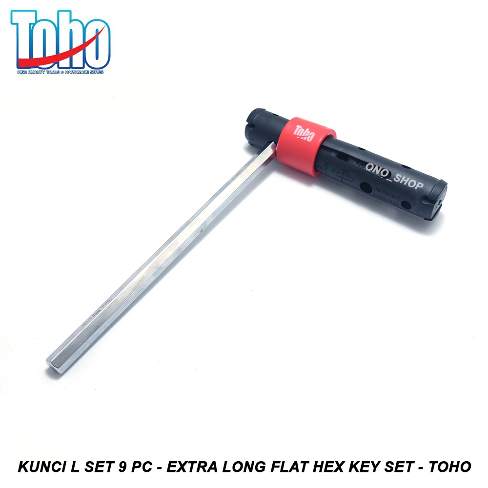 Kunci L Set 9 pc - Extra Long Flat Hex Key Set - Toho