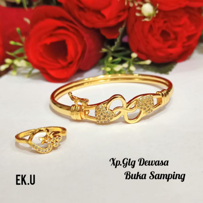 Gelang Dewasa Bangkok Gratis Cincin permata zircon antik menawan Gold&amp;Silver,tidak karat *COD*