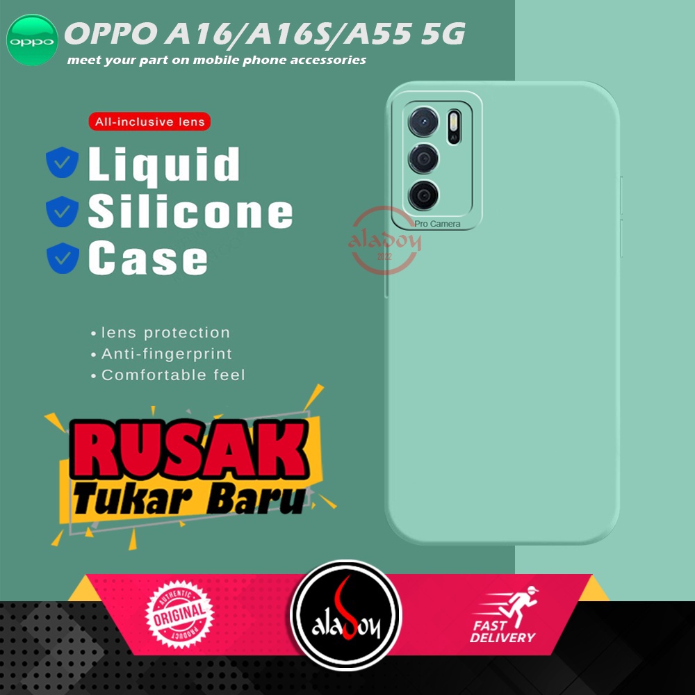 Case Oppo A16 , A16S A55 5G Soft Case Liquid Silicone Pro Camera Premium Casing