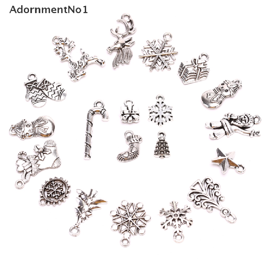 (AdornmentNo1) 19pcs / Set Liontin Silver Tibet Motif Natal Untuk Aksesoris Perhiasan Charms