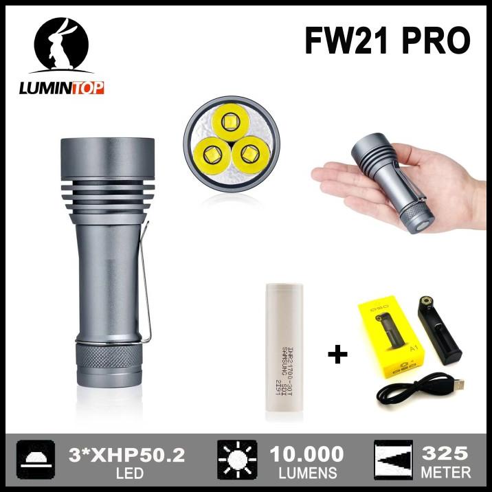 Lumintop Fw21 Pro Flashlight Senter Led 10.000 Lumens 325 Meter