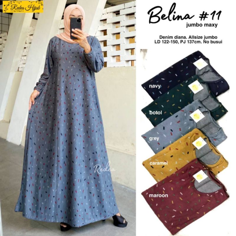 TERMURAH GAMIS HARIAN JUMBO LD 120 130 DENIM TEBAL BELINA TAROSA