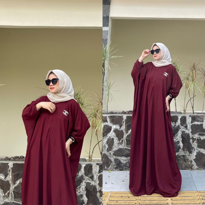 Dubai Kaftan Polos Wanita Jumbo Rayon Premium Gamis Kaftan Tebal Modern Kekininan Bigsize LD 160 cm