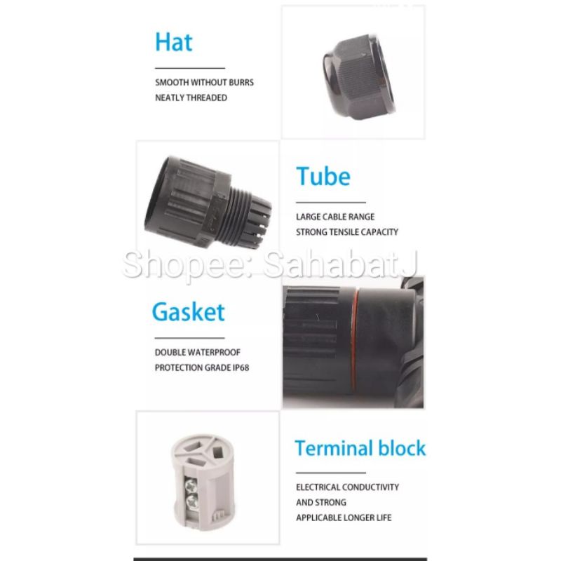 WATERPROOF IP68 Konektor Kabel T Sambungan Kabel anti Air Tahan Air Wire Connector Bentuk T