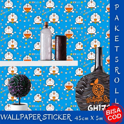 COD -  PAKET 5 ROLL Walpaper Sticker Dinding kamar anti air Murah Dan Terbaik Motif Karakter Albino 88