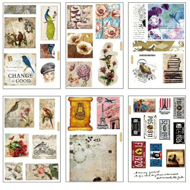 

AYURI - Stiker vintage retro gaya jepang untuk journal scrapbook diary