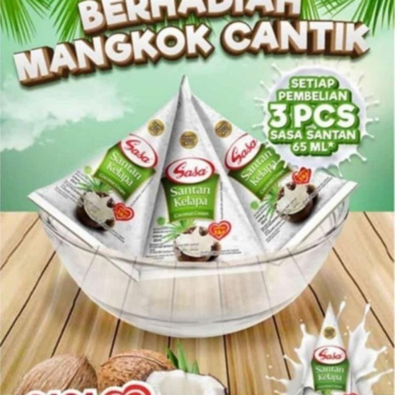 Santan SASA Cair 65ml 3pcs Gratis Mangkok 1pcs termurah