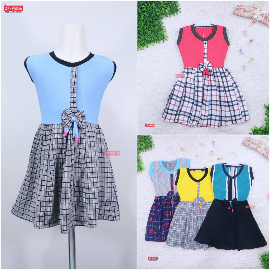 Dress Nabila Uk 5-6 Tahun / Dres Anak Perempuan Cewek Baju Motif Murah Casual Pesta Yukensi Adem