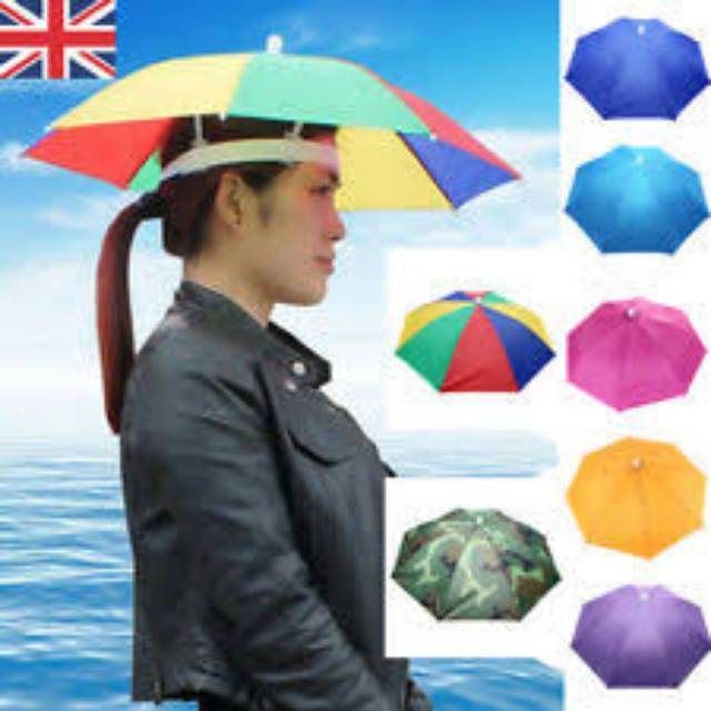 Kepala Payung / Payung Topi 60cm motif PELANGI / RAINBOW multicolour multiwarna 60 cm