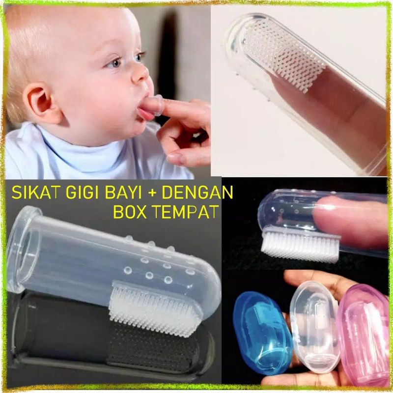 (Pakai Kotak ) Sikat Gigi Bayi / Finger Tooth Brush / Sikat Gigi Jari Bayi / Sikat Lidah Bayi