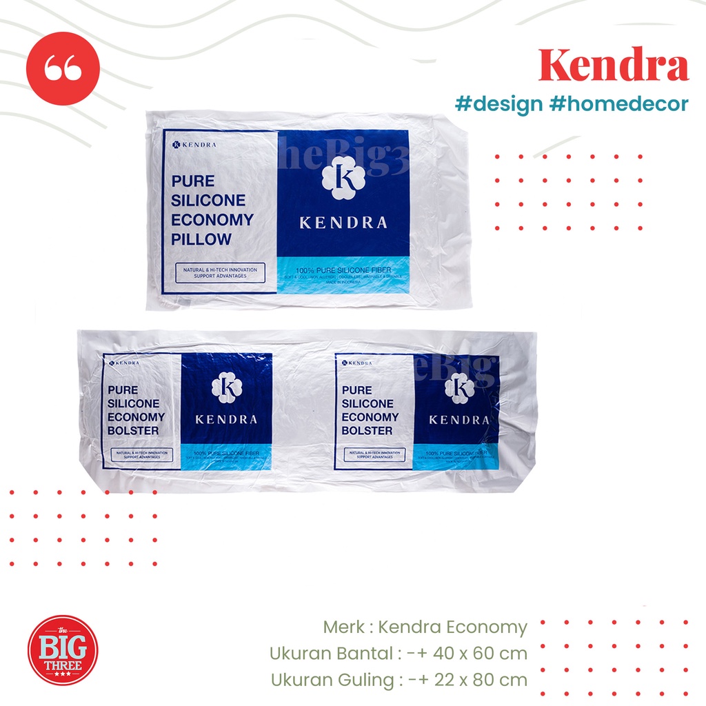 KENDRA ECONOMY - Bantal / Guling Silikon - Soft Pillow Bolster - Super grade AAA - Tidur - Kepala