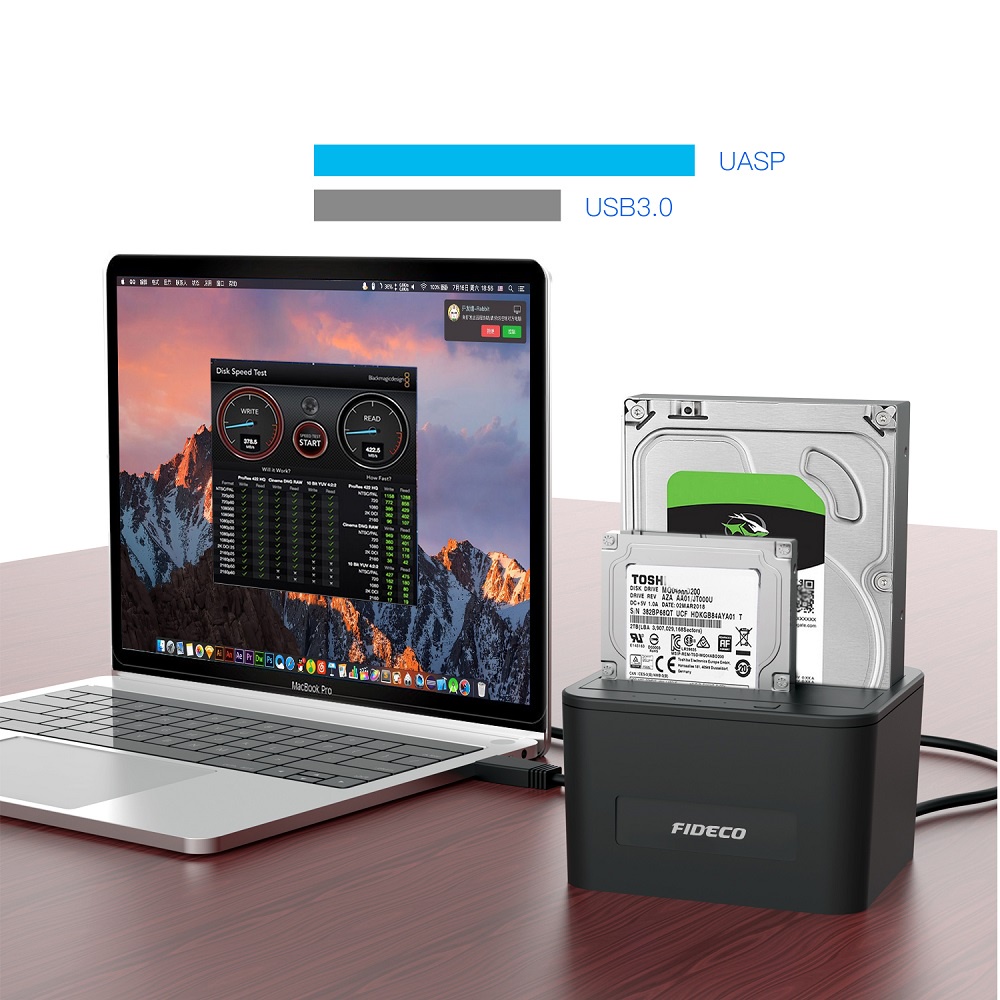 Docking Harddisk SSD 2 Bay Sata USB3.0 Cloning Dual Bay FIDECO Docking Station