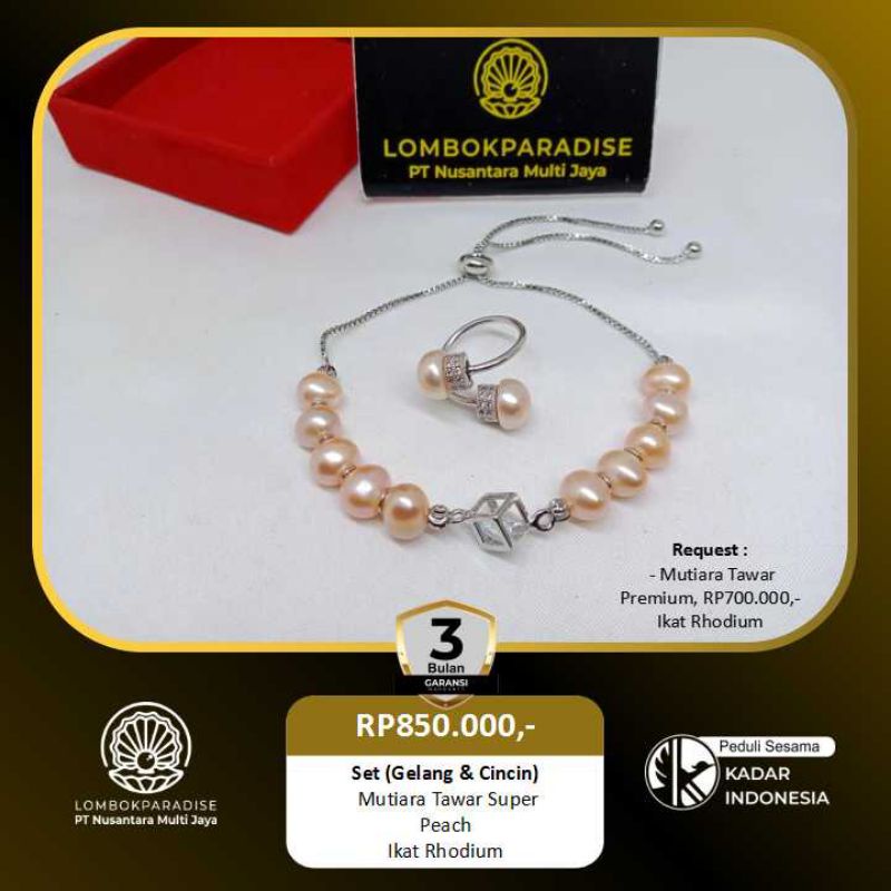 gelang set cincin mutiara
