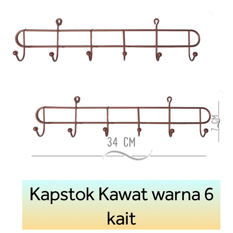 Kapstok Baju Kawat Isi 6 Kait / Gantungan Kawat Dinding / Kapstok Kawat 8 Kait