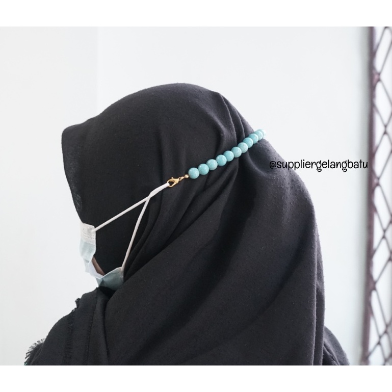 PROMO konektor masker batu hijab BLUE PHYRUS pirus biru strap mask